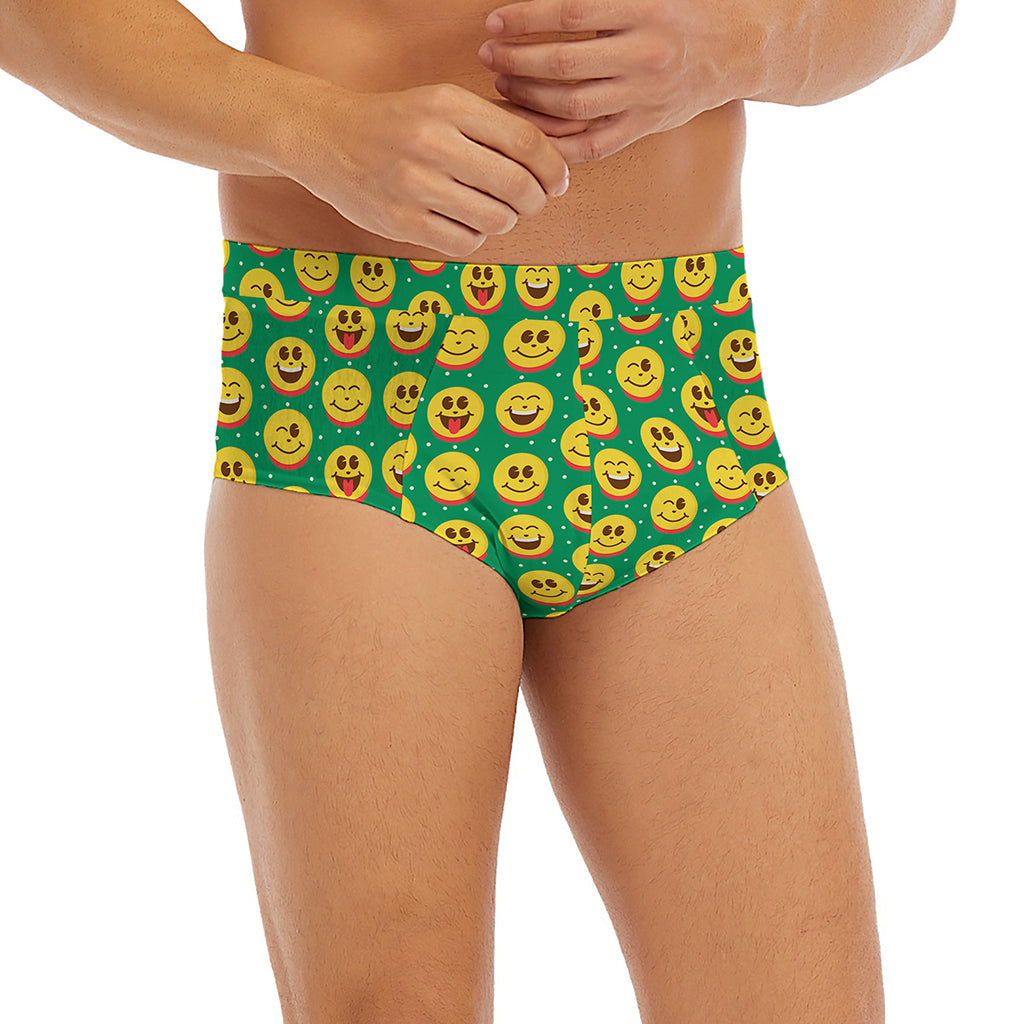 Cute Christmas Emoji Pattern Print Men's Briefs