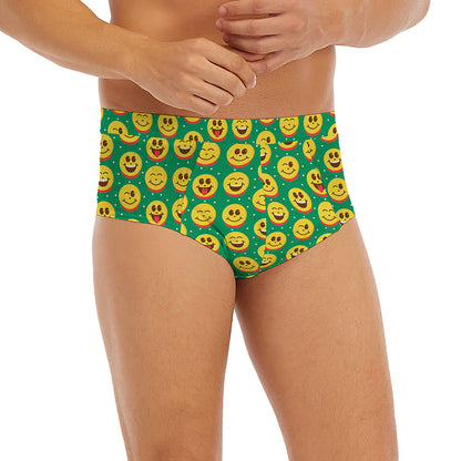Cute Christmas Emoji Pattern Print Men's Briefs