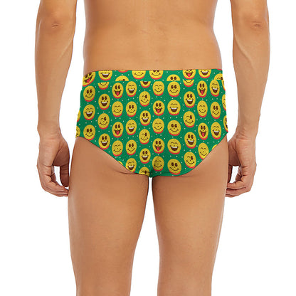Cute Christmas Emoji Pattern Print Men's Briefs