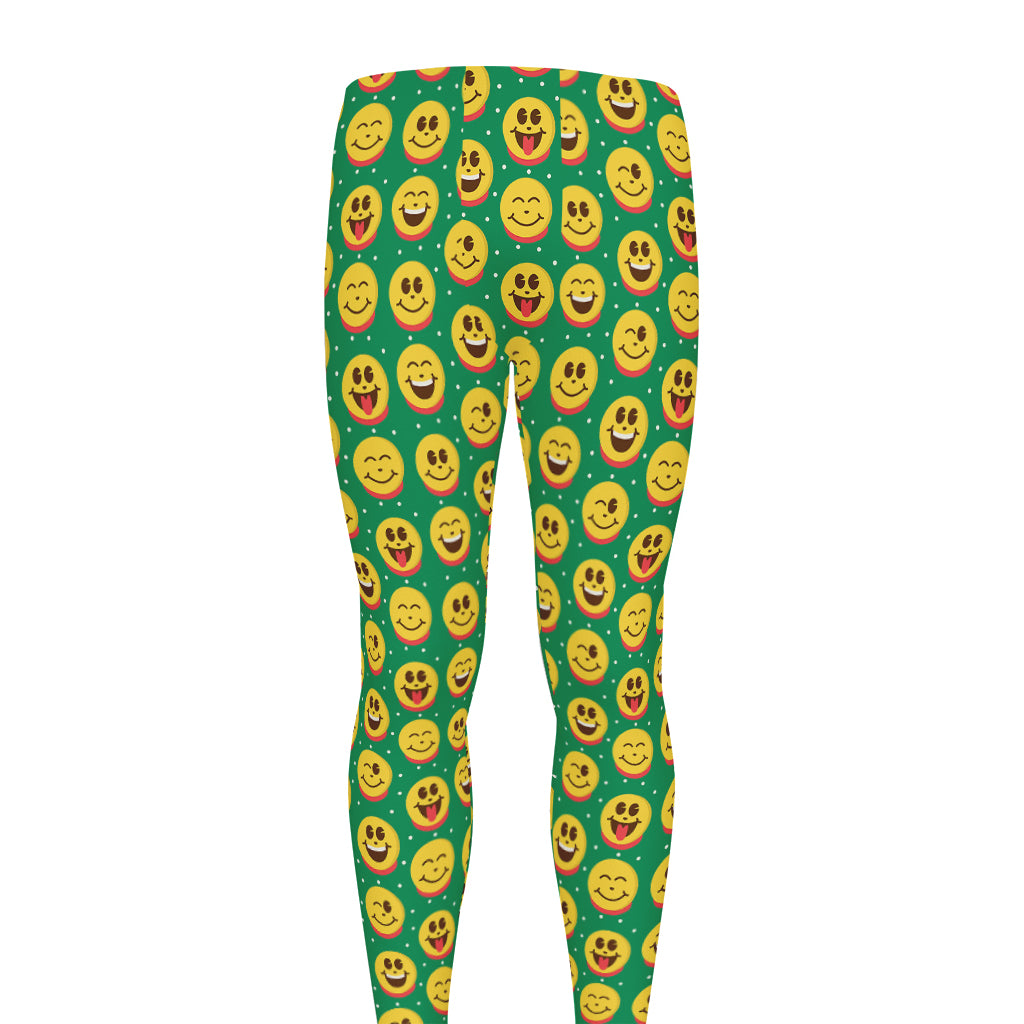 Cute Christmas Emoji Pattern Print Men's leggings
