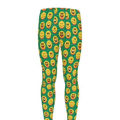 Cute Christmas Emoji Pattern Print Men's leggings