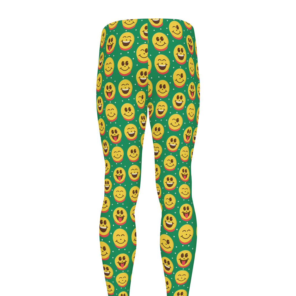 Cute Christmas Emoji Pattern Print Men's leggings