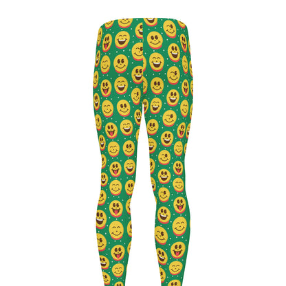 Cute Christmas Emoji Pattern Print Men's leggings