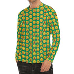 Cute Christmas Emoji Pattern Print Men's Long Sleeve Rash Guard