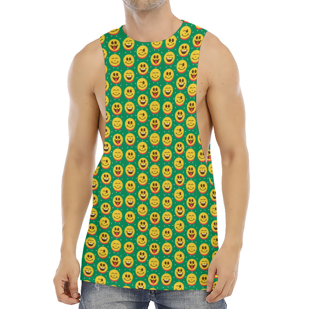 Cute Christmas Emoji Pattern Print Men's Muscle Tank Top