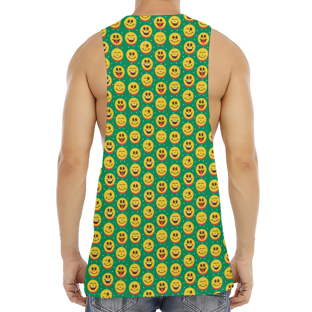 Cute Christmas Emoji Pattern Print Men's Muscle Tank Top