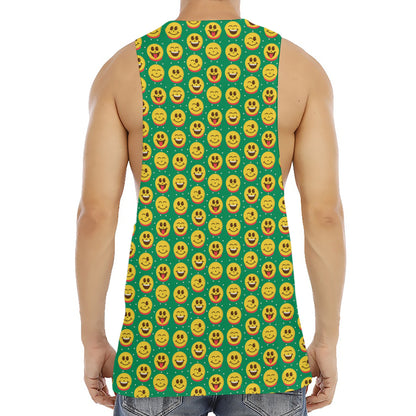 Cute Christmas Emoji Pattern Print Men's Muscle Tank Top
