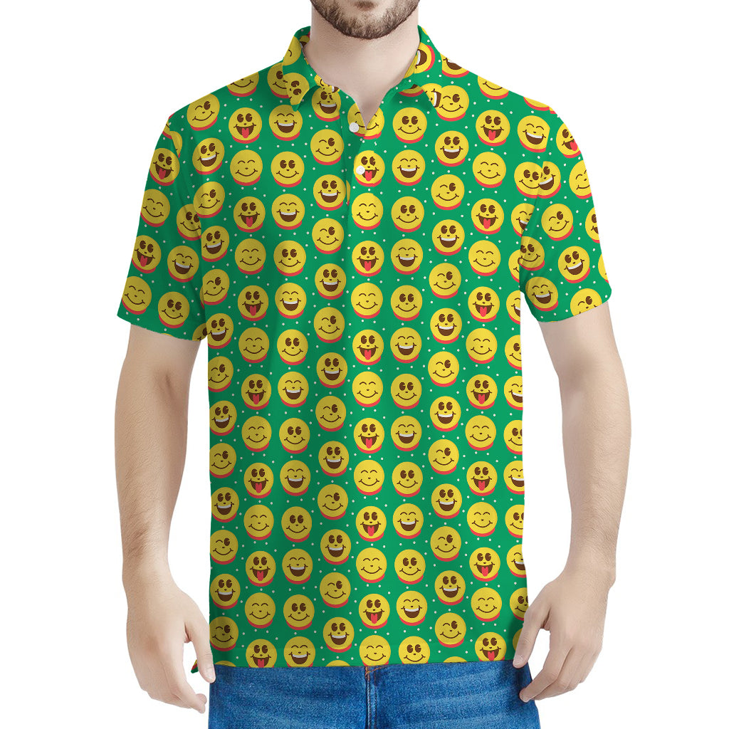 Cute Christmas Emoji Pattern Print Men's Polo Shirt