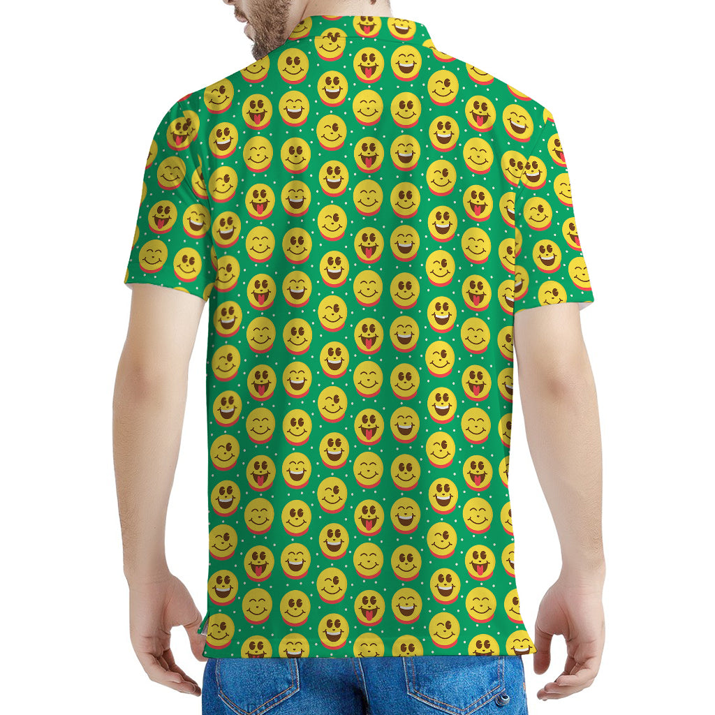 Cute Christmas Emoji Pattern Print Men's Polo Shirt