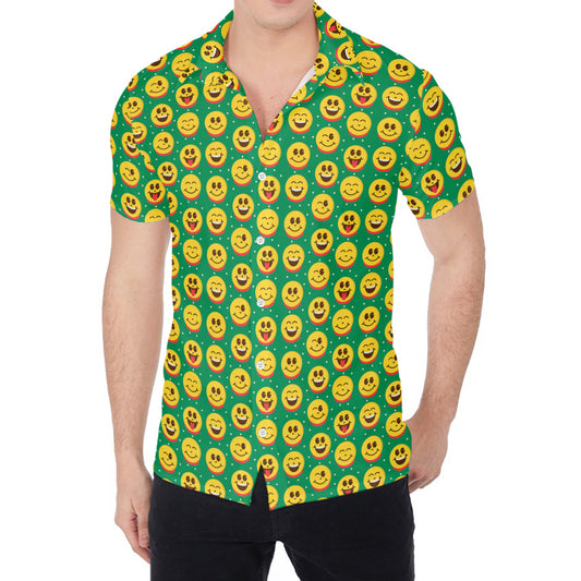 Cute Christmas Emoji Pattern Print Men's Shirt