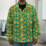 Cute Christmas Emoji Pattern Print Men's Shirt Jacket