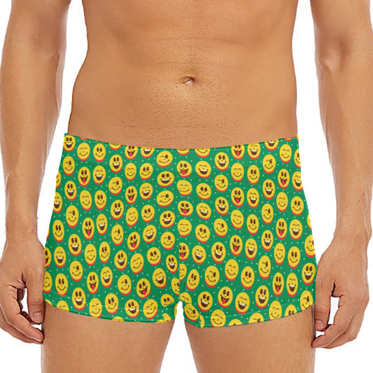 Cute Christmas Emoji Pattern Print Men's Short Boxer Briefs