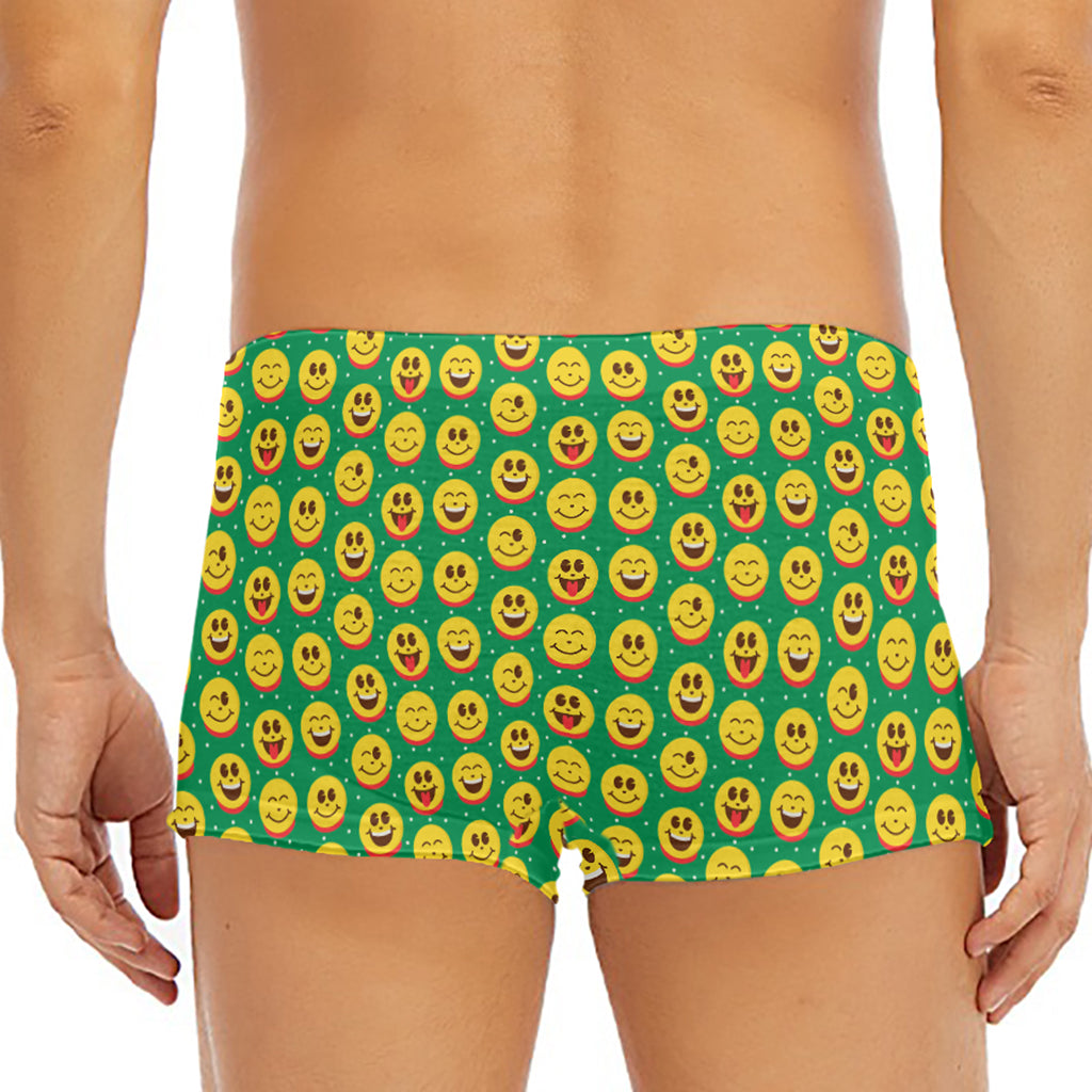 Cute Christmas Emoji Pattern Print Men's Short Boxer Briefs