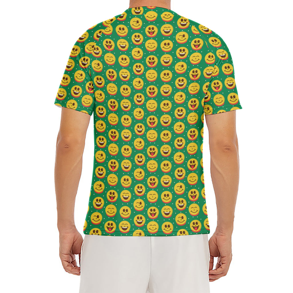 Cute Christmas Emoji Pattern Print Men's Short Sleeve Rash Guard