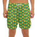 Cute Christmas Emoji Pattern Print Men's Split Running Shorts