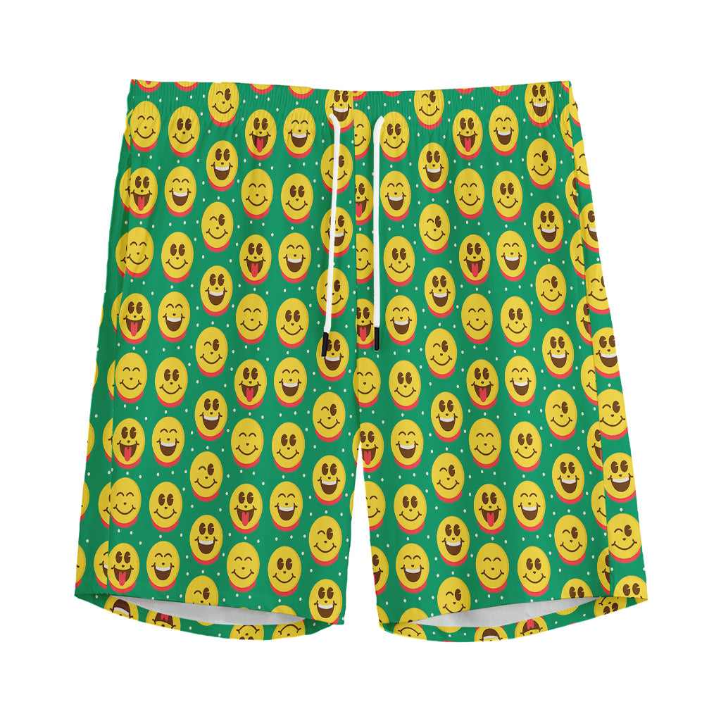 Cute Christmas Emoji Pattern Print Men's Sports Shorts