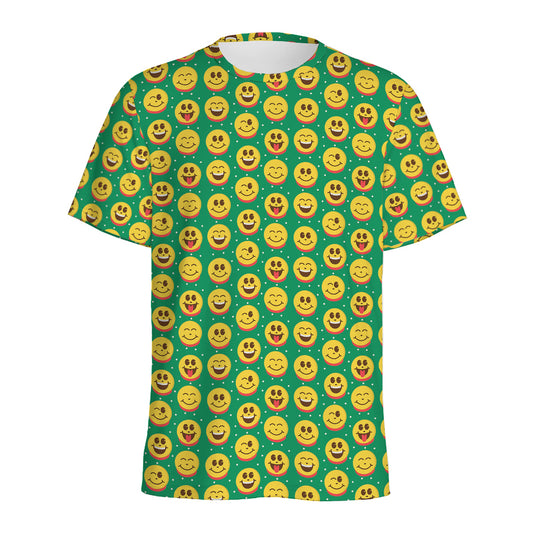 Cute Christmas Emoji Pattern Print Men's Sports T-Shirt