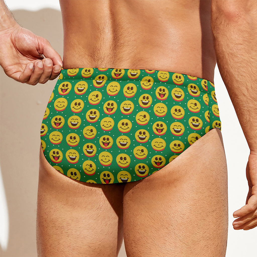 Cute Christmas Emoji Pattern Print Men's Swim Briefs