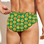 Cute Christmas Emoji Pattern Print Men's Swim Briefs