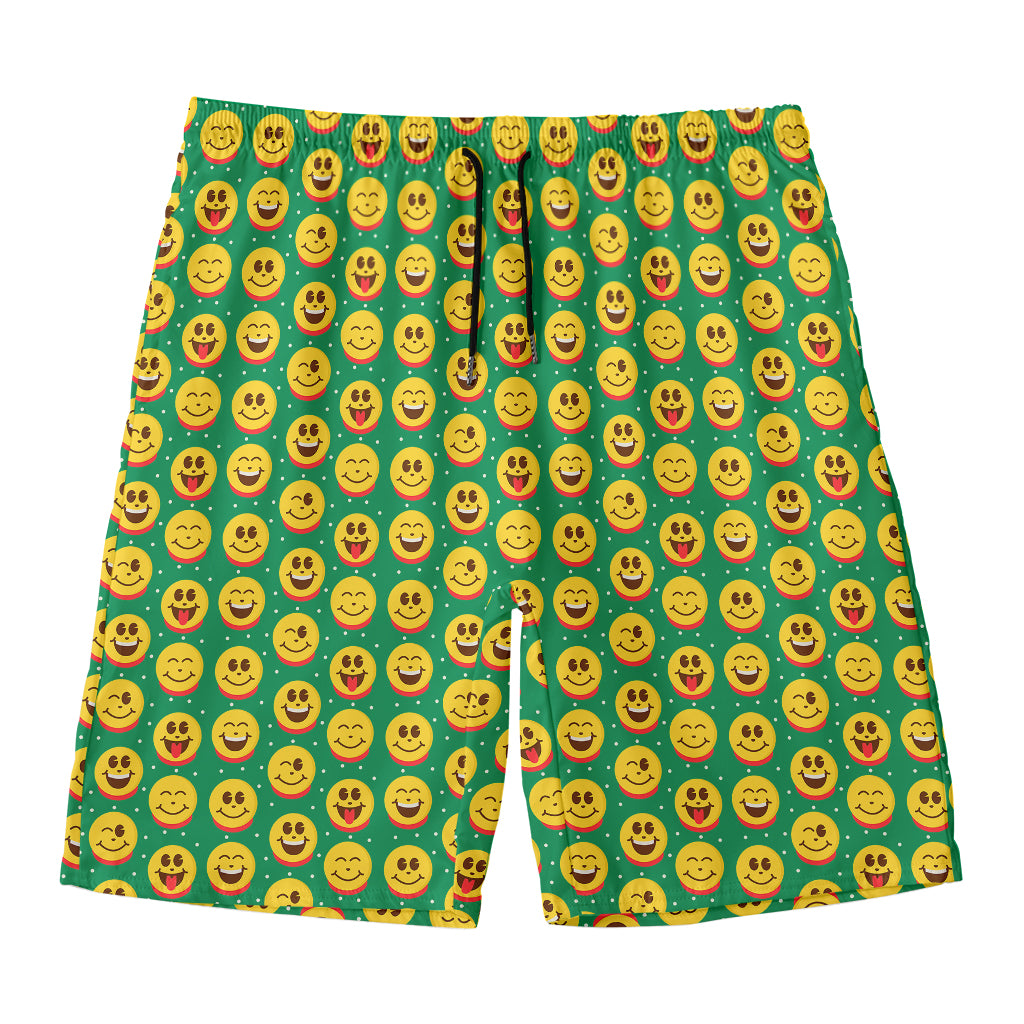 Cute Christmas Emoji Pattern Print Men's Swim Trunks