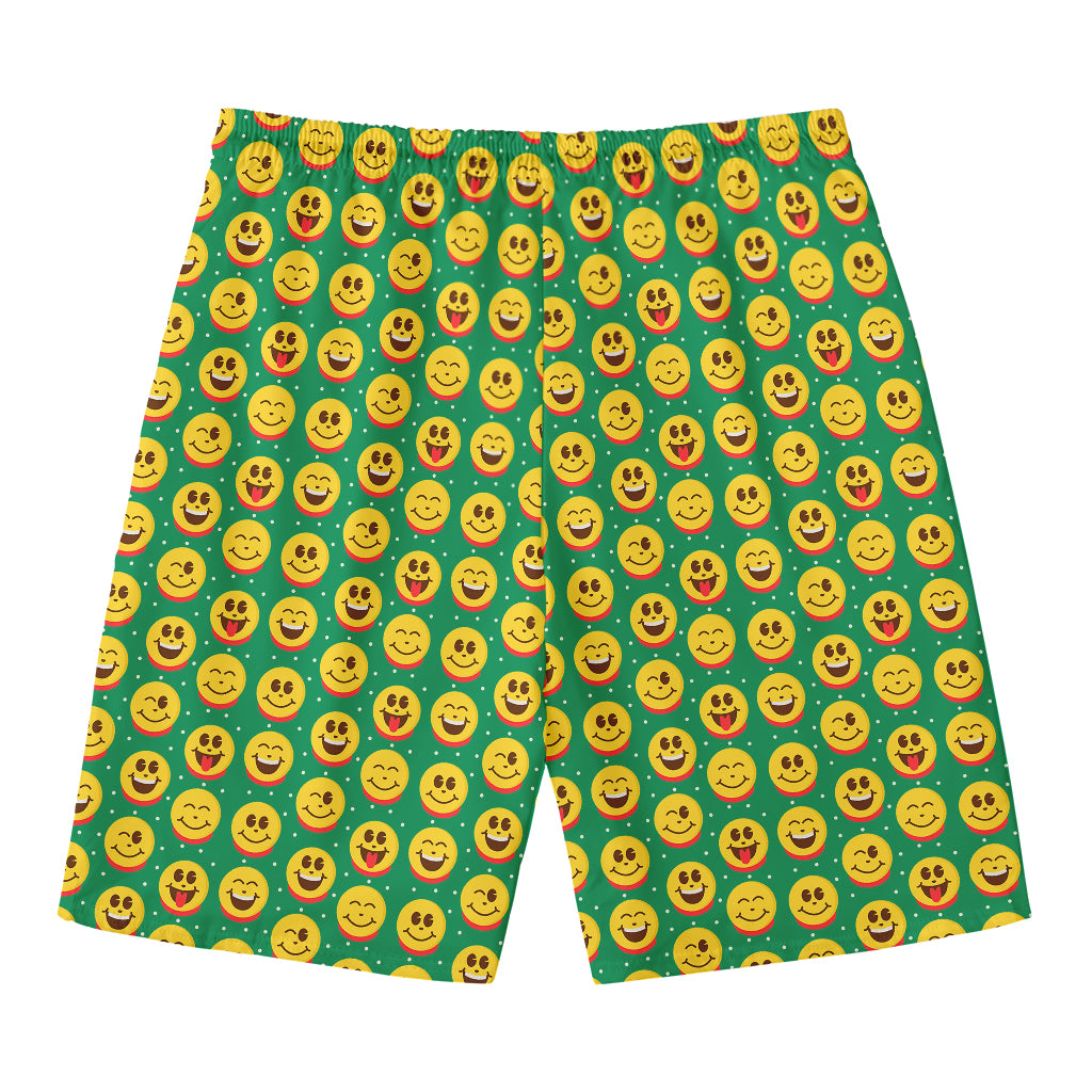 Cute Christmas Emoji Pattern Print Men's Swim Trunks