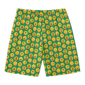 Cute Christmas Emoji Pattern Print Men's Swim Trunks