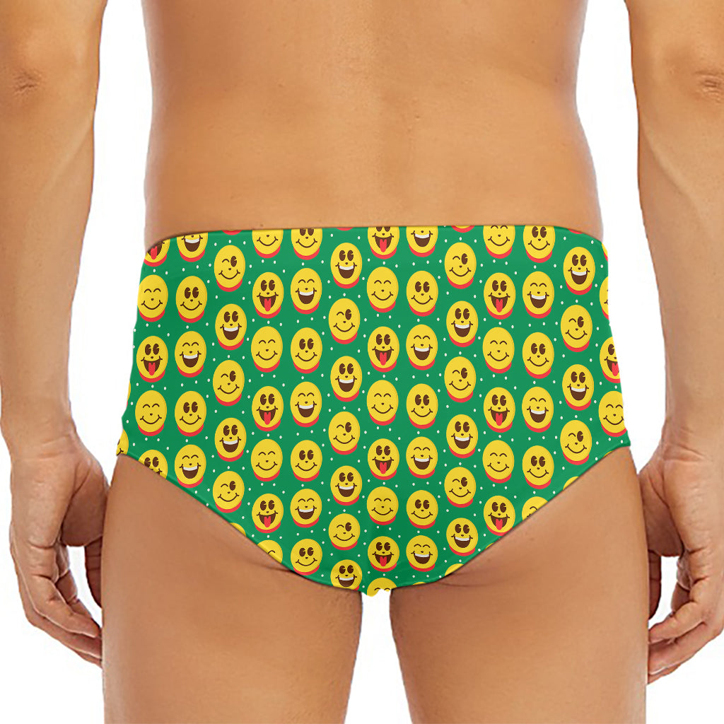 Cute Christmas Emoji Pattern Print Men's Triangle Swim Briefs