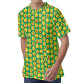 Cute Christmas Emoji Pattern Print Men's Velvet T-Shirt