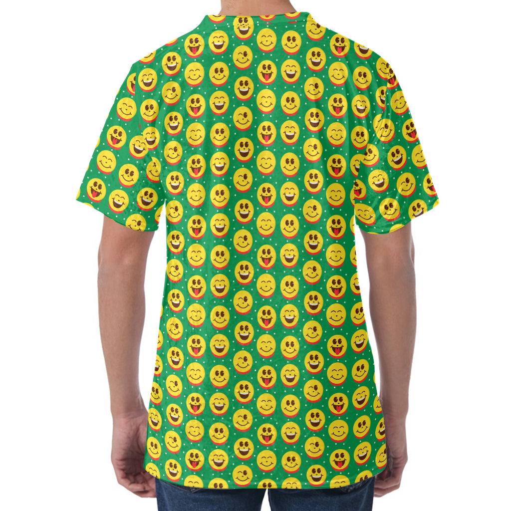 Cute Christmas Emoji Pattern Print Men's Velvet T-Shirt