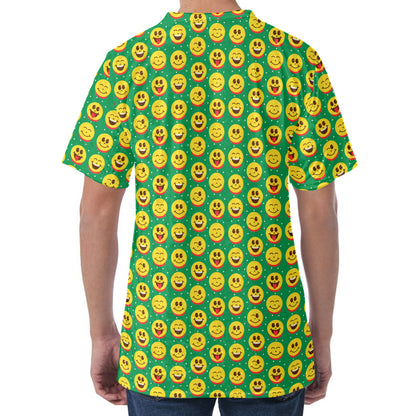 Cute Christmas Emoji Pattern Print Men's Velvet T-Shirt