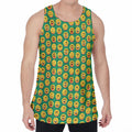 Cute Christmas Emoji Pattern Print Men's Velvet Tank Top