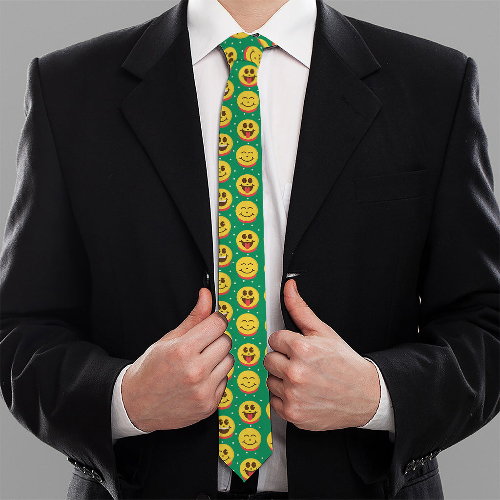 Cute Christmas Emoji Pattern Print Necktie