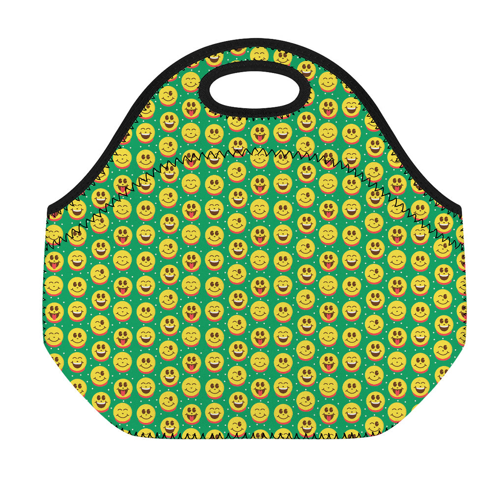 Cute Christmas Emoji Pattern Print Neoprene Lunch Bag