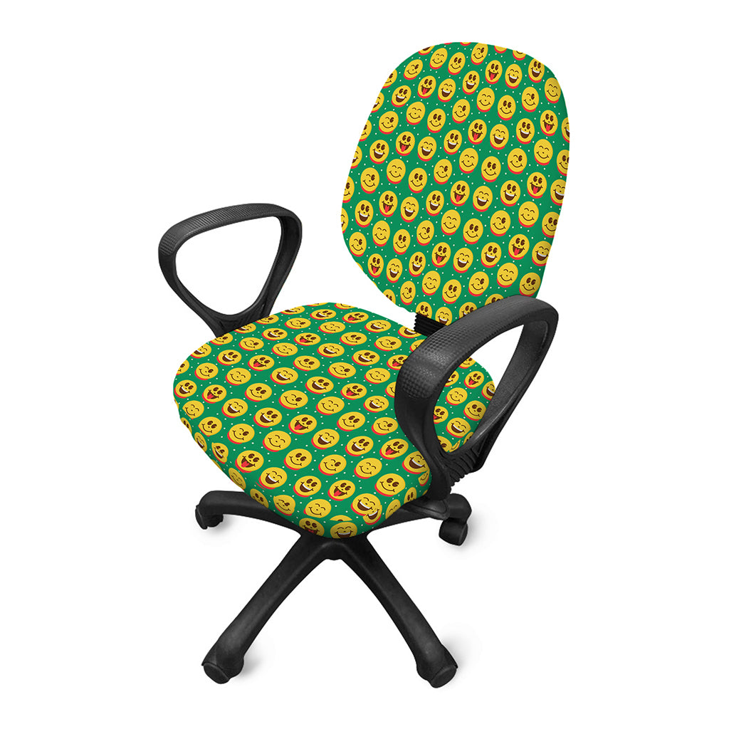 Cute Christmas Emoji Pattern Print Office Chair Cover