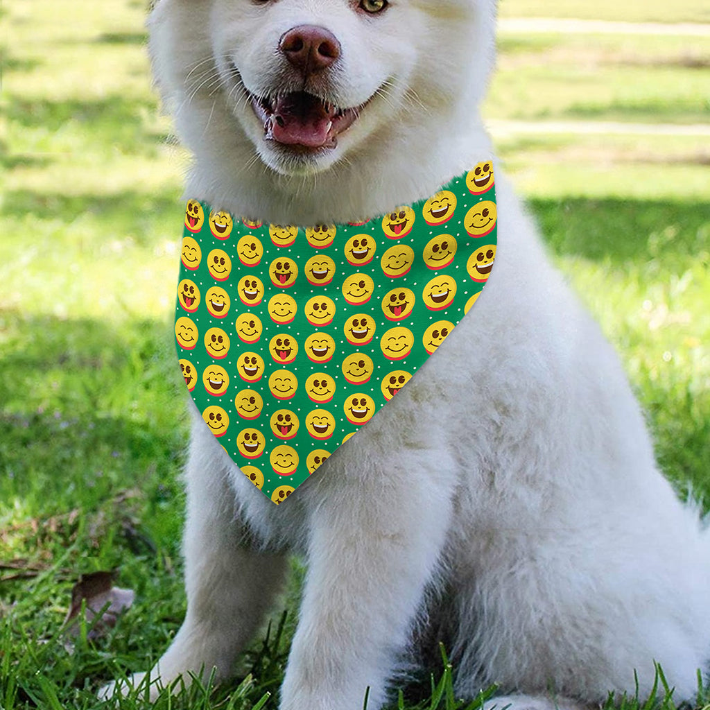 Cute Christmas Emoji Pattern Print Over The Collar Dog Bandana