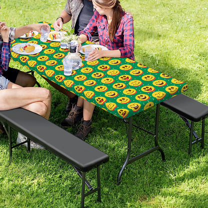 Cute Christmas Emoji Pattern Print Picnic Table Cover