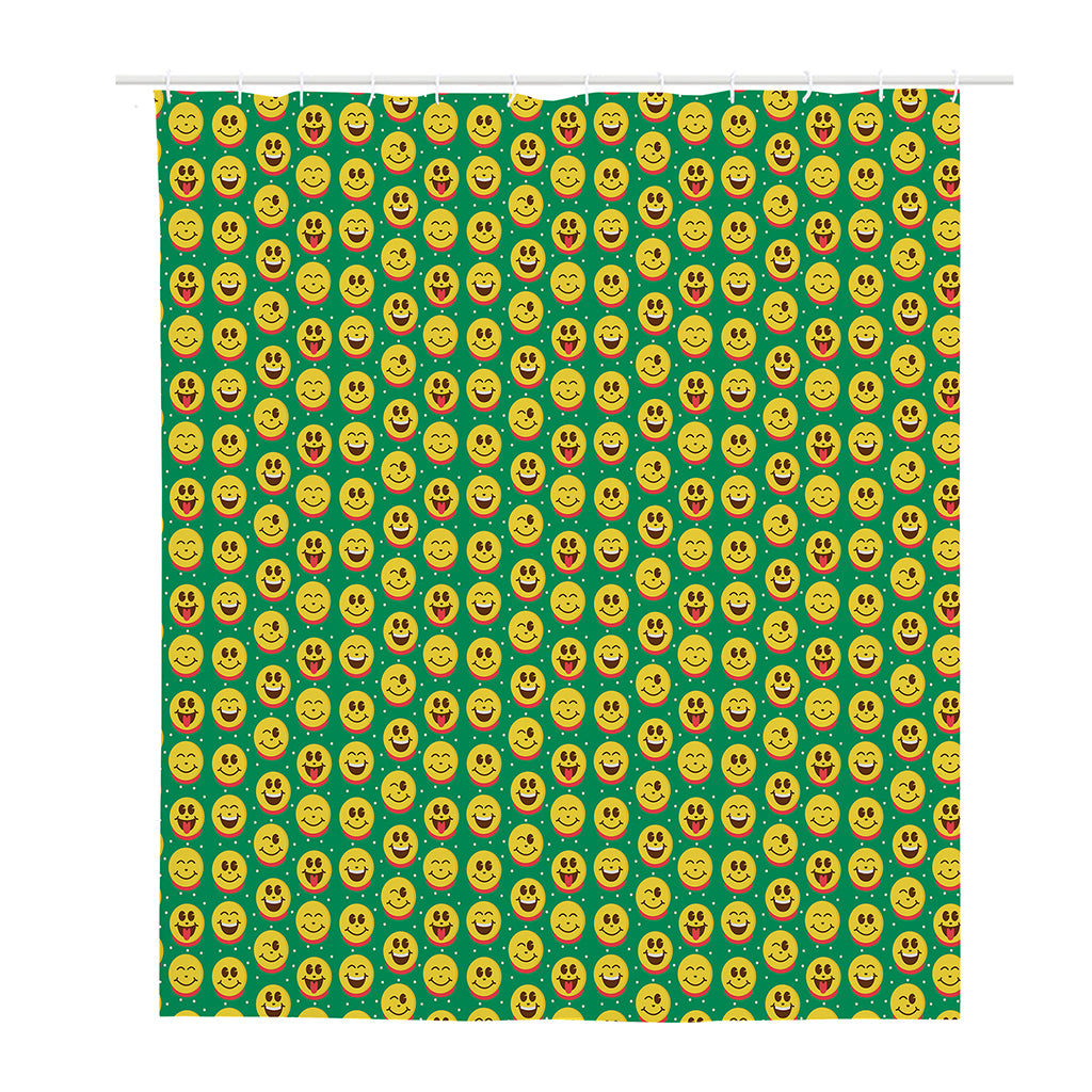 Cute Christmas Emoji Pattern Print Polyester Shower Curtain