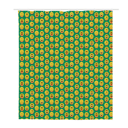 Cute Christmas Emoji Pattern Print Polyester Shower Curtain