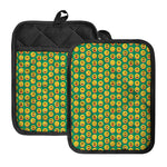 Cute Christmas Emoji Pattern Print Pot Holders With Pocket