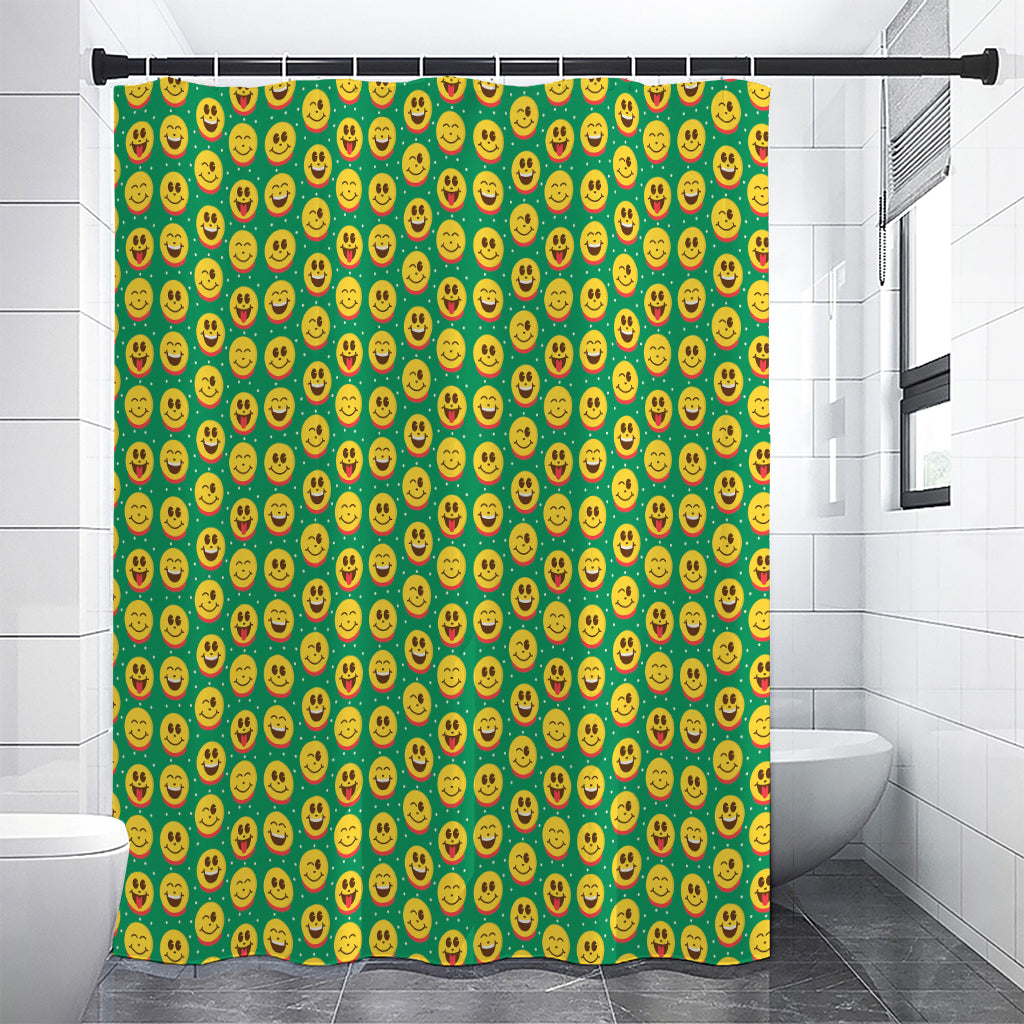 Cute Christmas Emoji Pattern Print Premium Shower Curtain