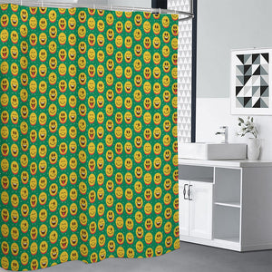 Cute Christmas Emoji Pattern Print Premium Shower Curtain