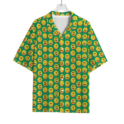 Cute Christmas Emoji Pattern Print Rayon Hawaiian Shirt