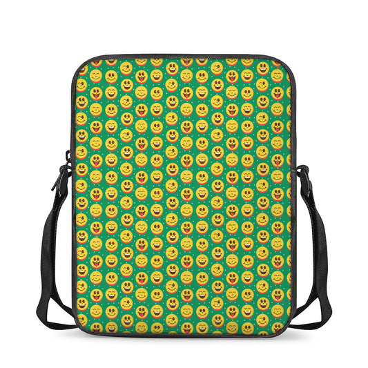 Cute Christmas Emoji Pattern Print Rectangular Crossbody Bag