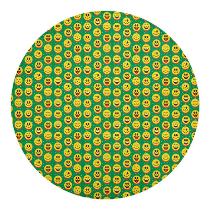 Cute Christmas Emoji Pattern Print Round Blanket