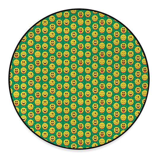 Cute Christmas Emoji Pattern Print Round Floor Mat