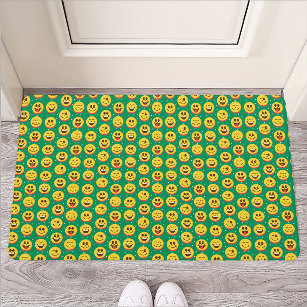 Cute Christmas Emoji Pattern Print Rubber Doormat