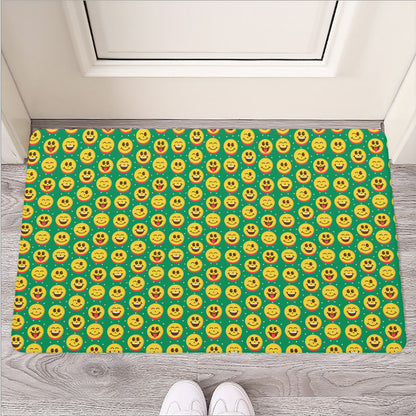 Cute Christmas Emoji Pattern Print Rubber Doormat