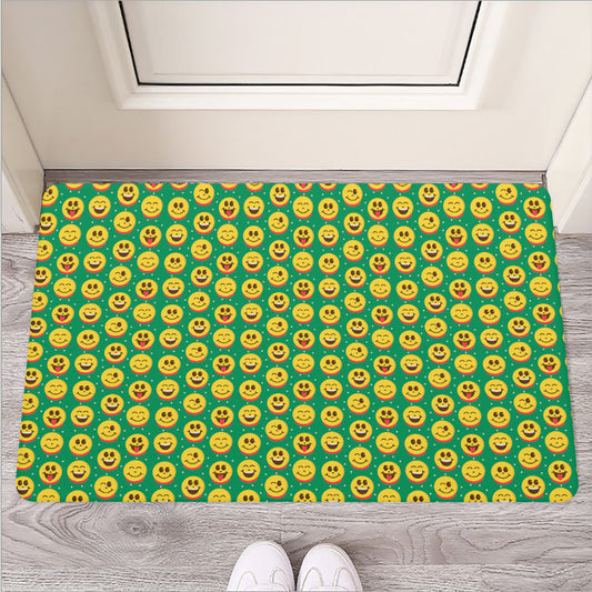 Cute Christmas Emoji Pattern Print Rubber Doormat