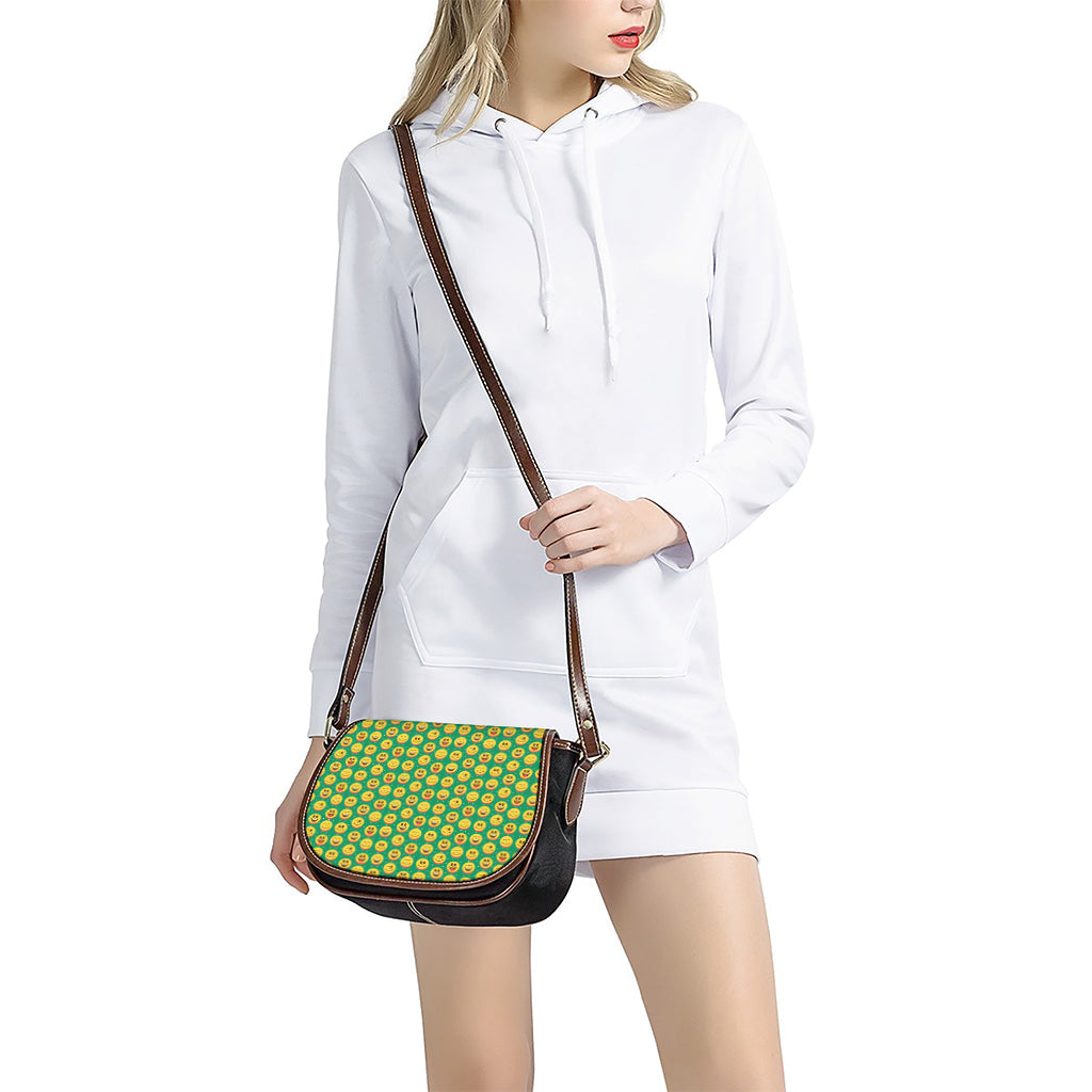 Cute Christmas Emoji Pattern Print Saddle Bag