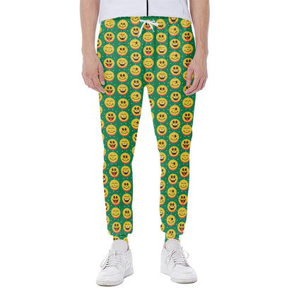 Cute Christmas Emoji Pattern Print Scuba Joggers